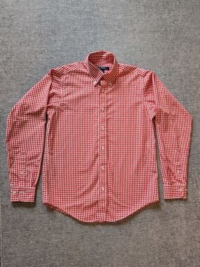 Brooks Brothers Boy Short Button Up Red 100% Cotton Size M